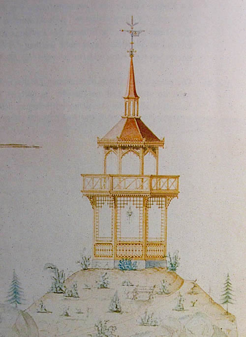 Entwurfszeichnung für Aussichtspavillon auf der Thomashöhe, 1885